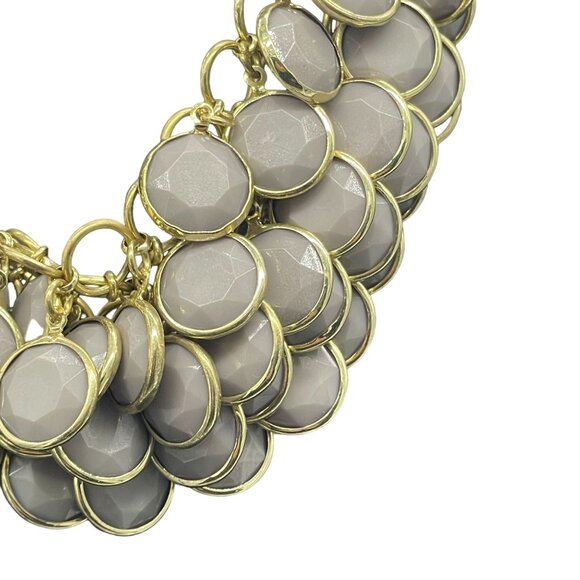 Simple Addiction Gray Beaded Chain Multi-Strand Statement Necklace Gold Tone - Picture 3 of 4